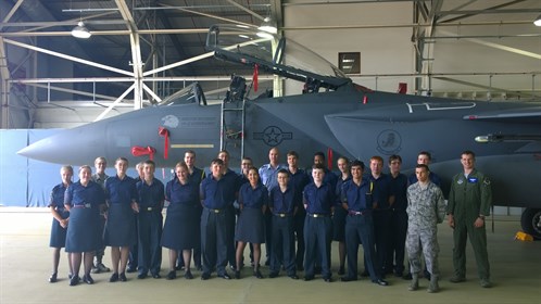 Corby Air Cadets pictured with an F-15E Strike Eagle