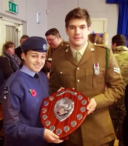 Cdt Hannah Eden collecting the RBL Trophy