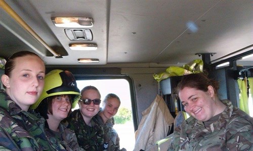 Corby Air Cadets in a Fire Service Vehicle