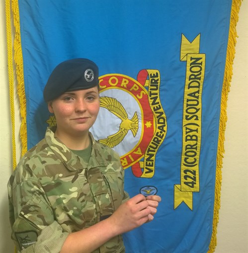 Cpl Pavitt with her Air Cadet Leadership Course Badge