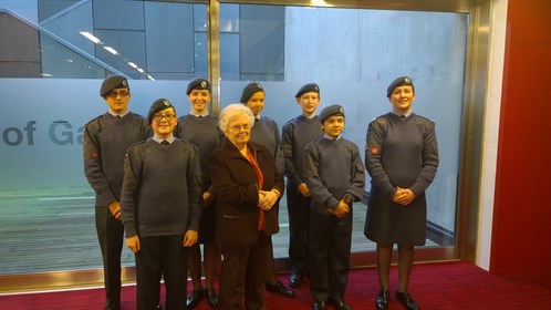 Corby Air Cadets meet with Joanna Millan at the Holocaust Memorial Day Service