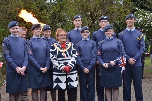 Corby Air Cadets with the Deputy Mayor at the Beacon Lighting Ceremony