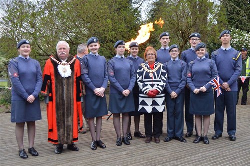 Corby Air Cadets with the Mayor and Deputy Mayor at the Beacon Lighting Ceremony