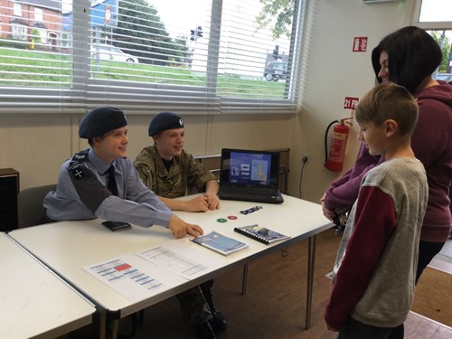 Corby Air Cadet talking to new recruits about syllabus training