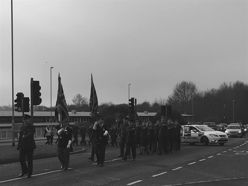 Corby Air Cadets march down Oakley Road on ATC Sunday 2017